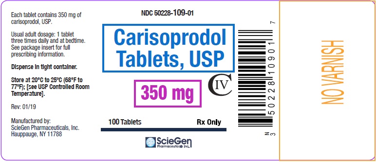 Carisoprodol tablets label, USP, 350 mg, 100 count.