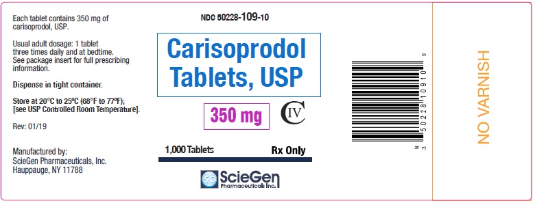 Carisoprodol tablets label, USP, 350 mg, 1000 count.