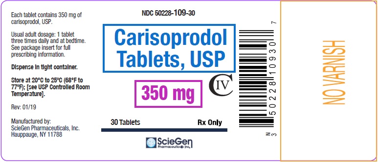 Carisoprodol tablets label, USP, 350 mg, 30 count.