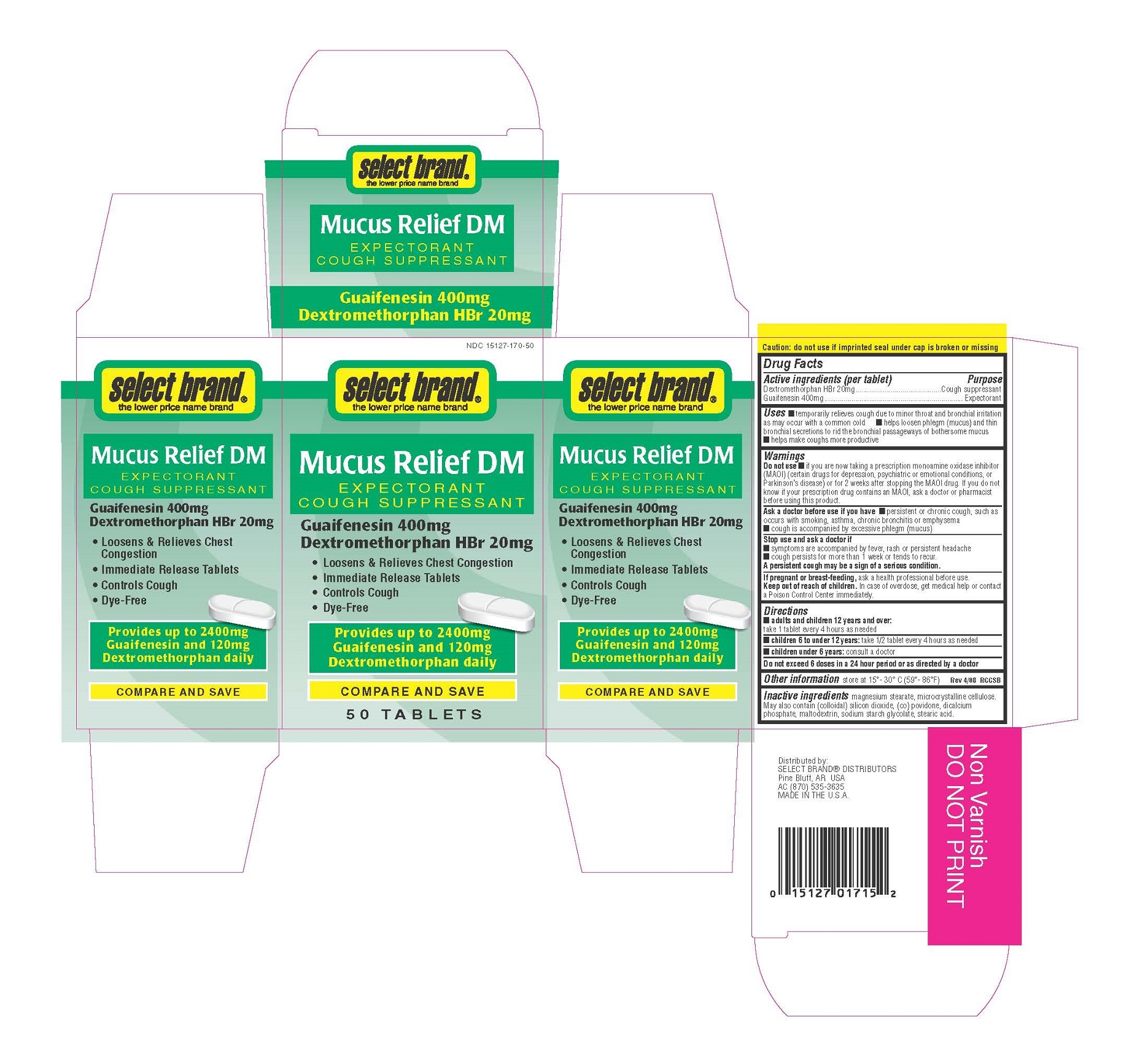 Select Brand Mucus Relief Dm | Dextromethorphan Hydrobromide / Guaifenesin Tablet Breastfeeding