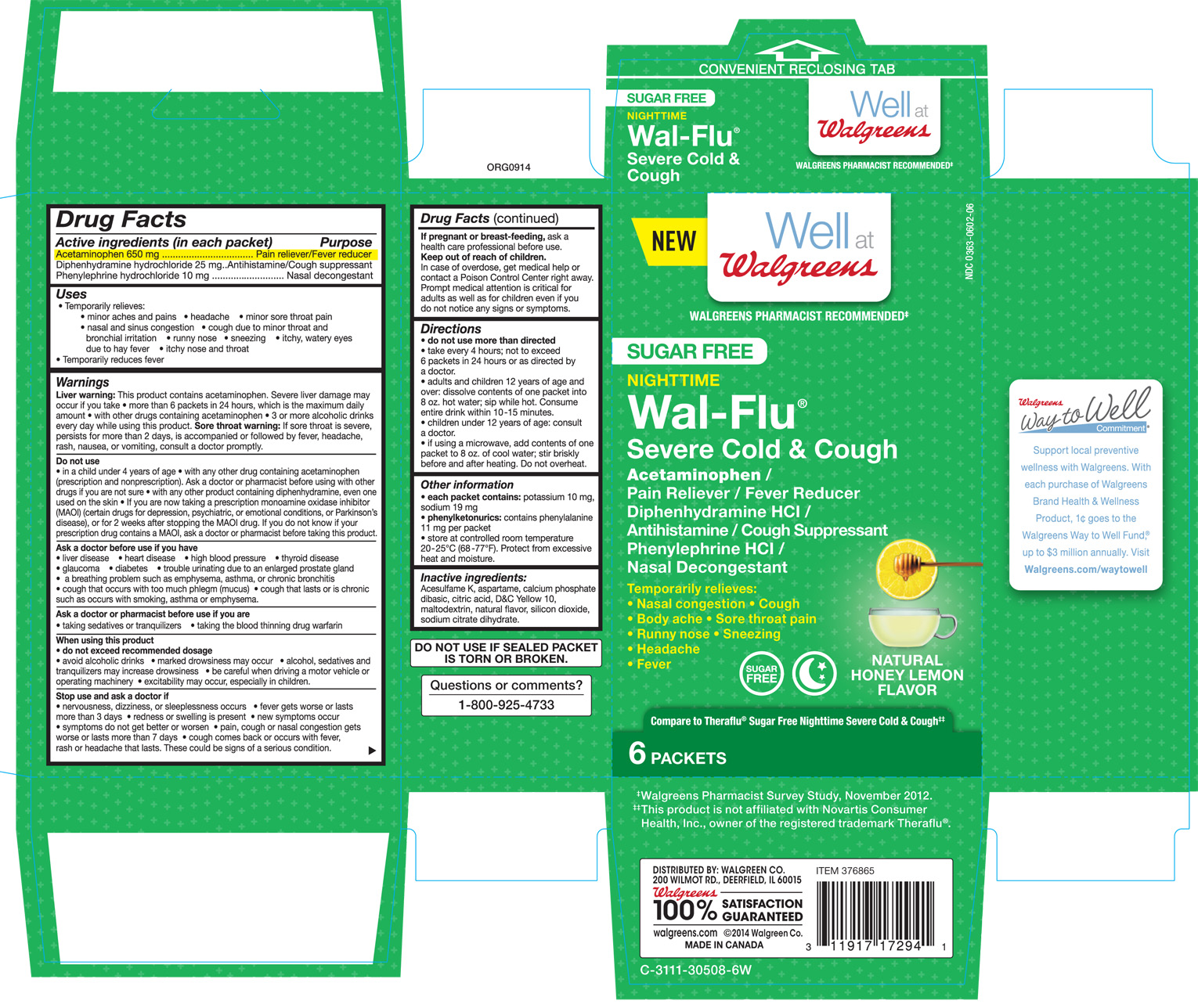 Walgreens Sugar Free Nighttime Wal-flu Severe Cold And Cough Natural Honey Lemon Flavor Breastfeeding