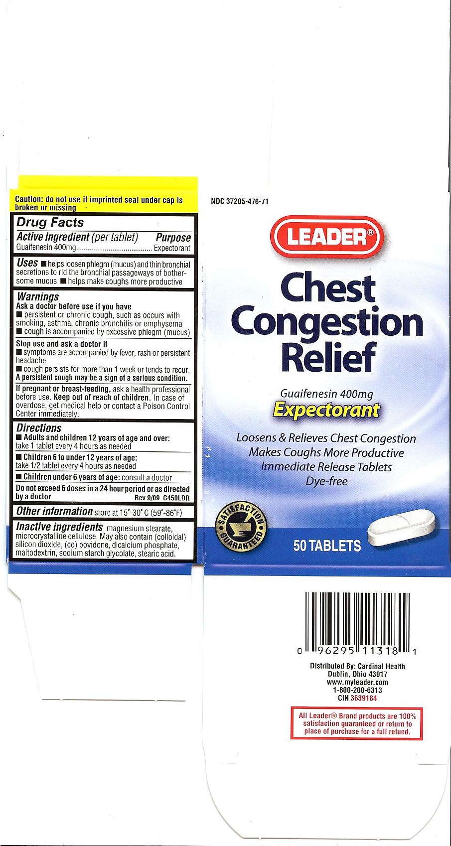 Leader Chest Congestion Relief G450 | Guaifenesin Tablet while Breastfeeding