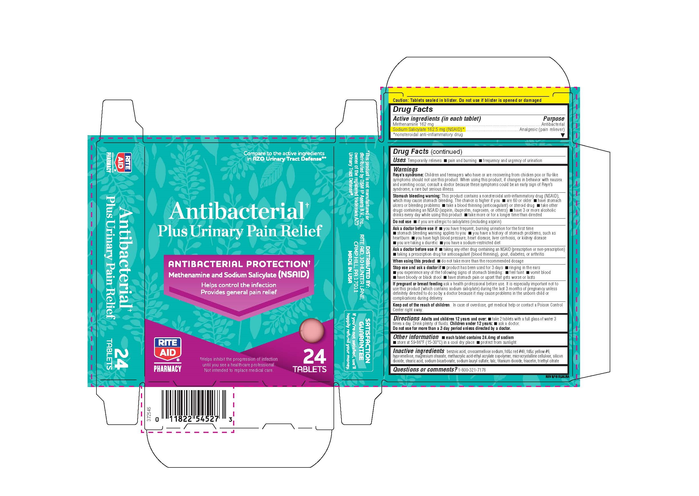 Rite Aid Antibacterial Plus Urinary Pain Relief | Methenamine, Sodium Salicylate Tablet Breastfeeding