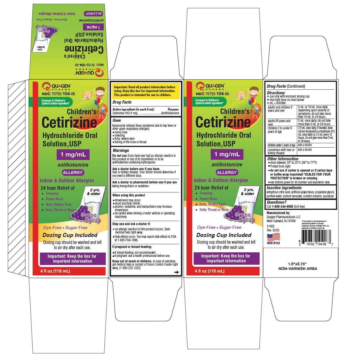 Cetirizine Hydrochloride Oral Solution, 1 mgmL - Grape Flavor - Container Label
