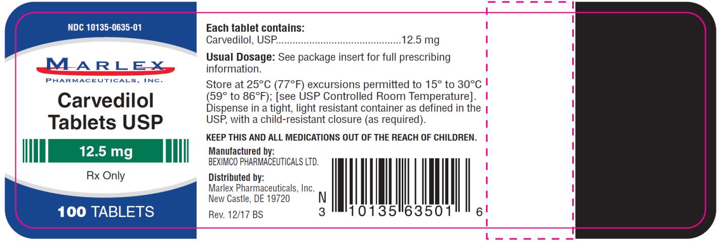 PRINCIPAL DISPLAY PANEL
NDC 10135-0635-01
Carvedilol 
Tablets USP
12.5 mg
100 Tablets
Rx Only
