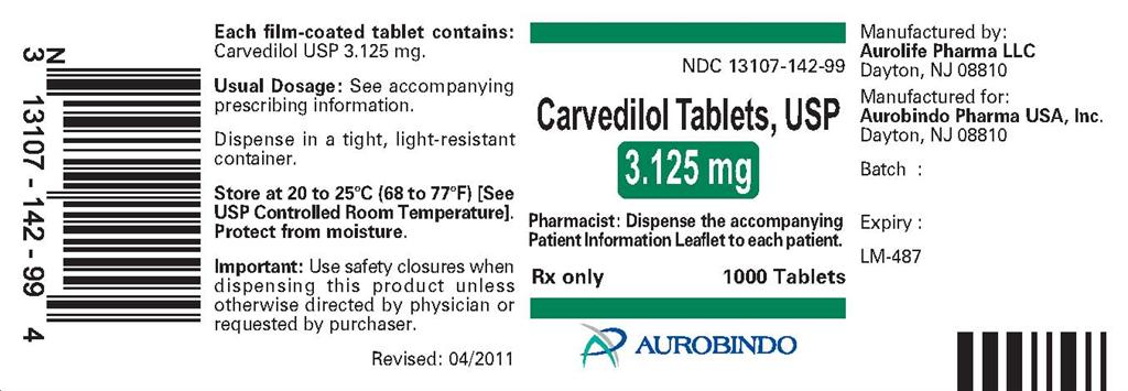 PACKAGE LABEL-PRINCIPAL DISPLAY PANEL - 3.125 mg (1000 Tablet Bottle)