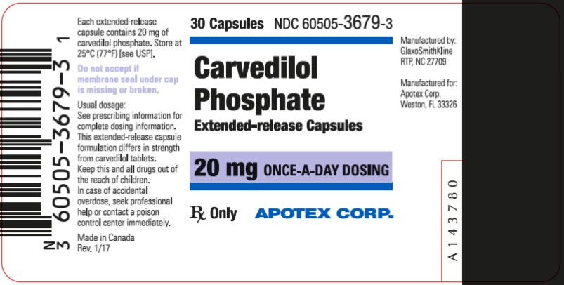 Carvedilol Phosphate ER 20mg capsule 30 count label