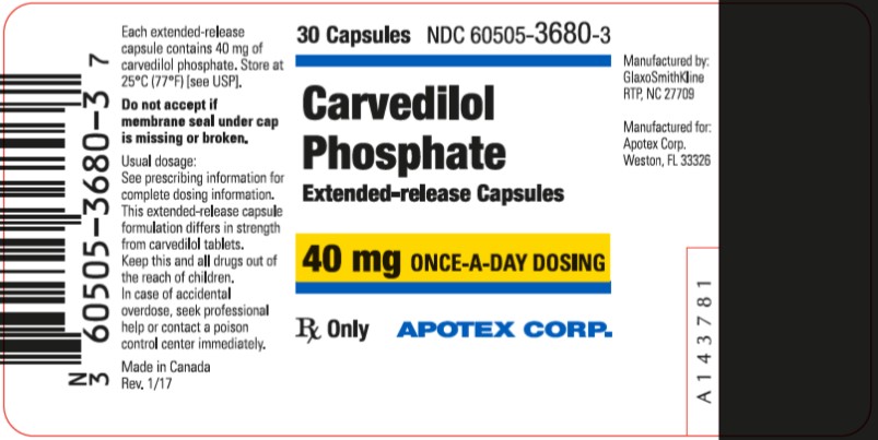 Carvedilol Phosphate ER 40mg capsule 30 count label