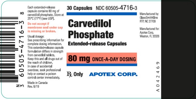Carvedilol Phosphate ER 80mg capsule 30 count label
