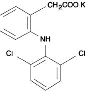 Cataflam (diclofenac potassium immediate release tablets) structural formula.
