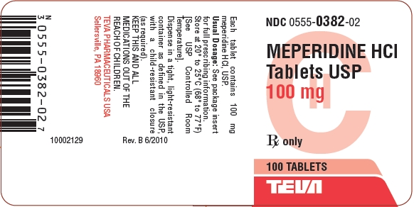 Meperidine HCl Tablets USP 100 mg, CII 100s Label