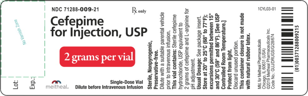 Principal Display Panel – Cefepime for Injection, USP 2 gram Vial Label