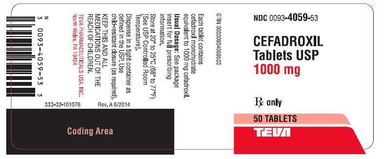 Cefadroxil Tablets USP 1000 mg 50s Label