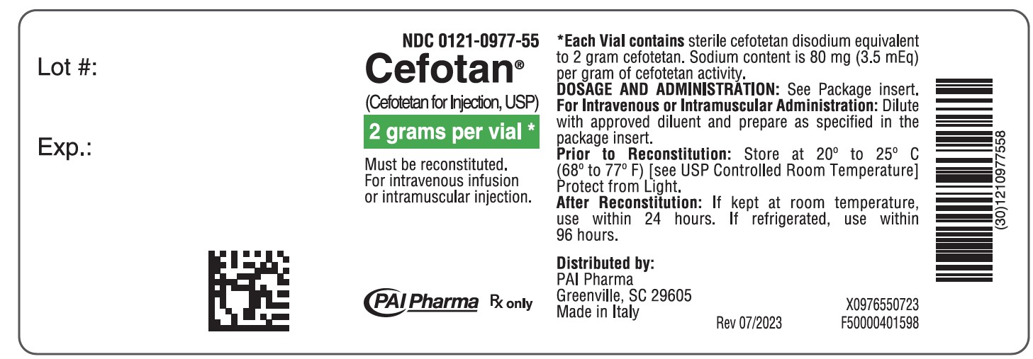 Cefotetan for Injection 2 grams vial label