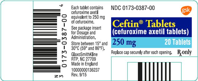 ceftin 250 mg 20 count label