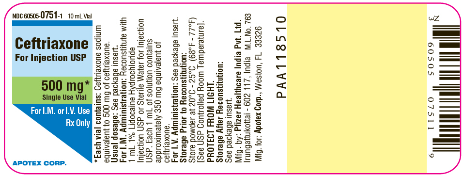 PRINCIPAL DISPLAY PANEL - 500 mg Vial Label - 60505-0751-1