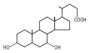Its chemical name is 3α, 7α-dihydroxy-5β-cholan-24-oic acid (C24H40O4), it has a molecular weight of 392.58, and its structure is shown below;