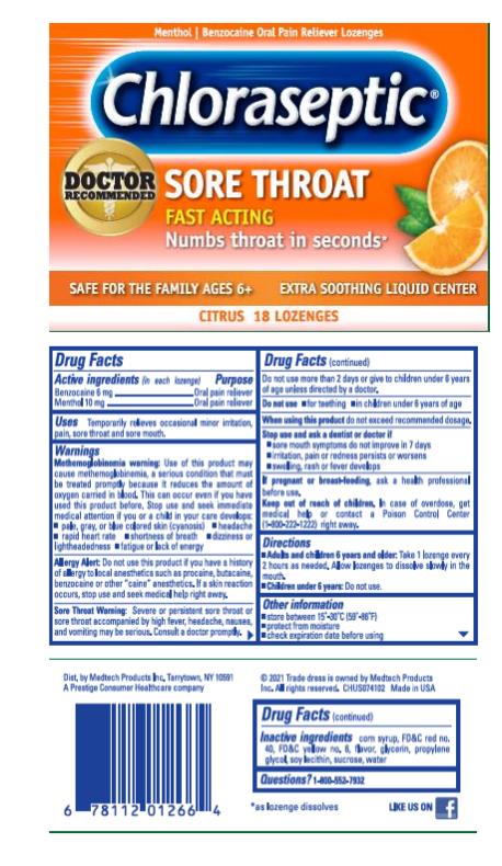 Chloraseptic®
Menthol | Benzocaine Oral Pain Reliever Lozenges

Citrus | 18 lozenges
