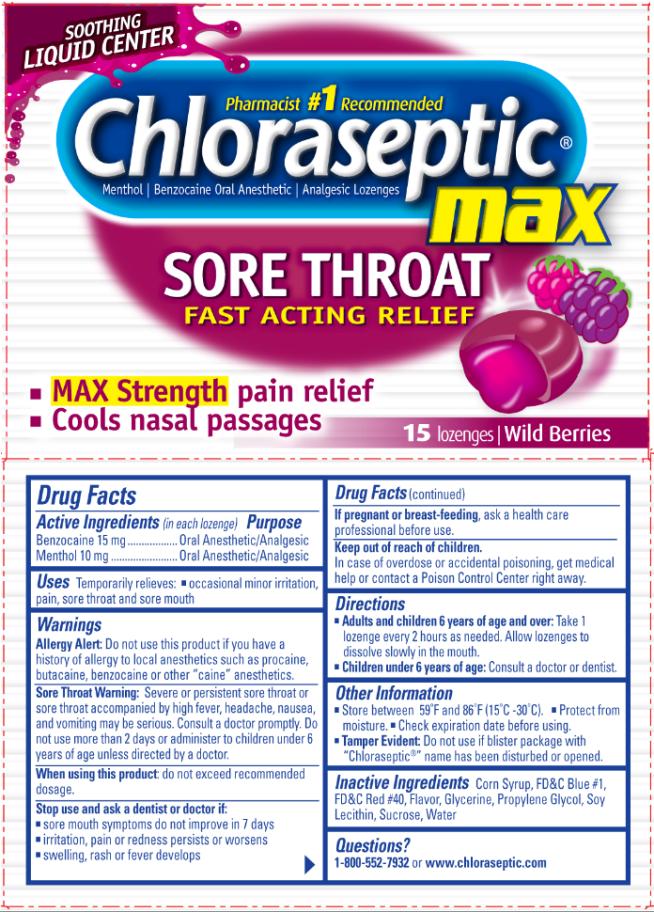 PRINCIPAL DISPLAY PANEL
Chloraseptic® Max
SORE THROAT FAST ACTING RELIEF
15 lozenges | Wild Berries