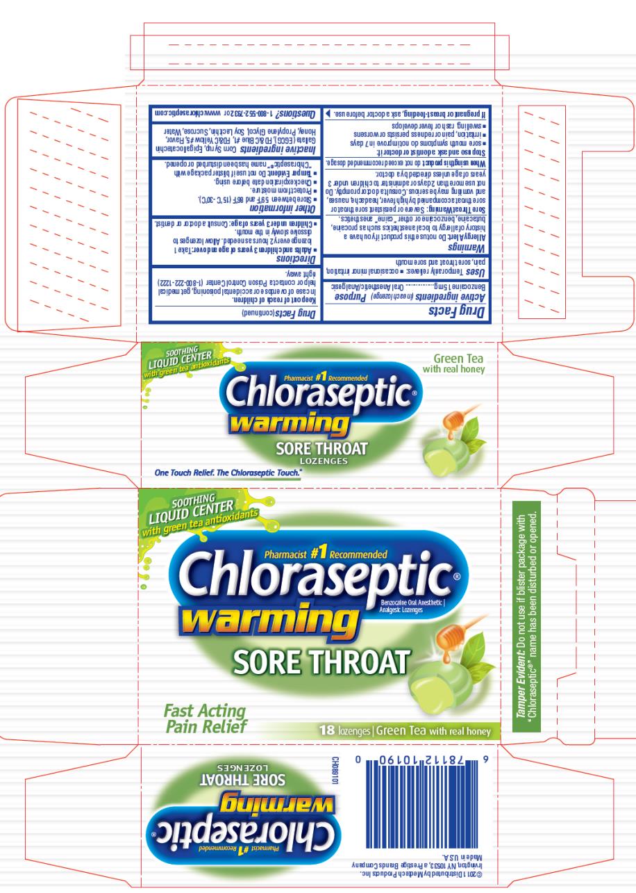 SOOTIHNG LIQUID CENTER
Pharmacist #1 Recommended
Chloraseptic warming SORE THROAT
Benzocaine Oral Anesthetic | Analgesic Lozenges
18 lozenges | Green Tea with real honey
