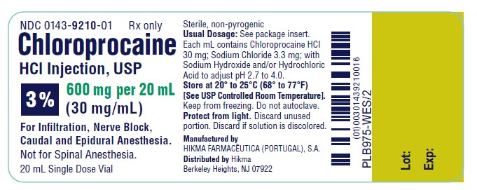 Chloroprocaine HCl Injection, USP 3% 600 mg/20 mL vial label
