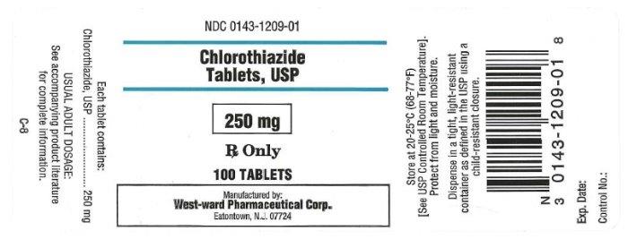 Chlorothiazide Tablets-250mg-100tabs