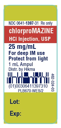 Chlorpromazine HCI Injection, USP 25 mg/mL, 1 mL Ampul