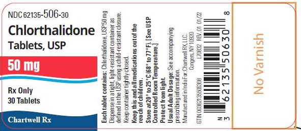 Chlorthalidone Tablets, USP-NDC 62135-506-30-50mg-30 Tablets Bottle-Label.