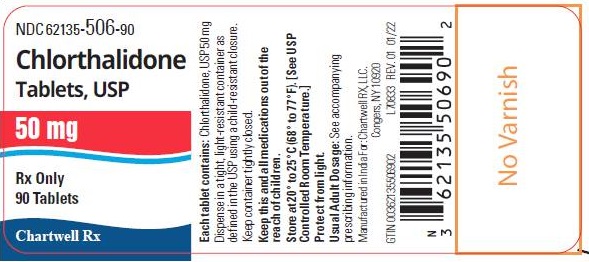 Chlorthalidone Tablets, USP-NDC 62135-506-90-50mg-90 Tablets Bottle-Label.
