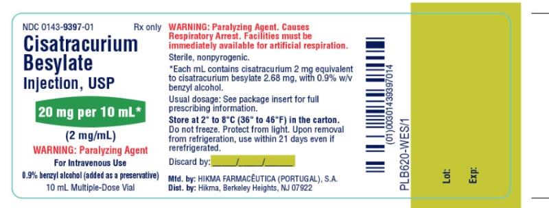 Cisatracurium Besylate Injection, USP 20 mg per 10 mL Preserved Container Label
