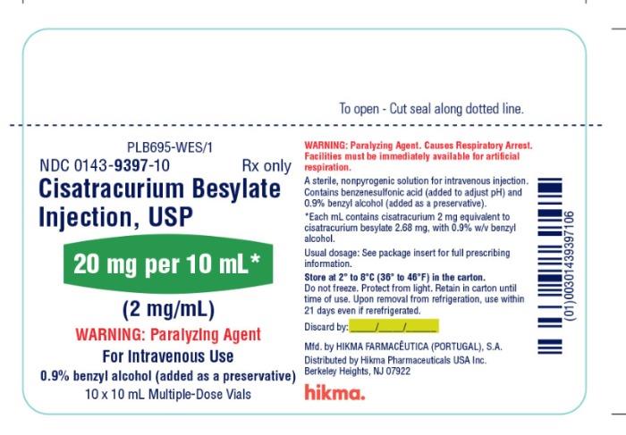 Cisatracurium Besylate Injection, USP 20 mg per 10 mL Preserved Carton Label