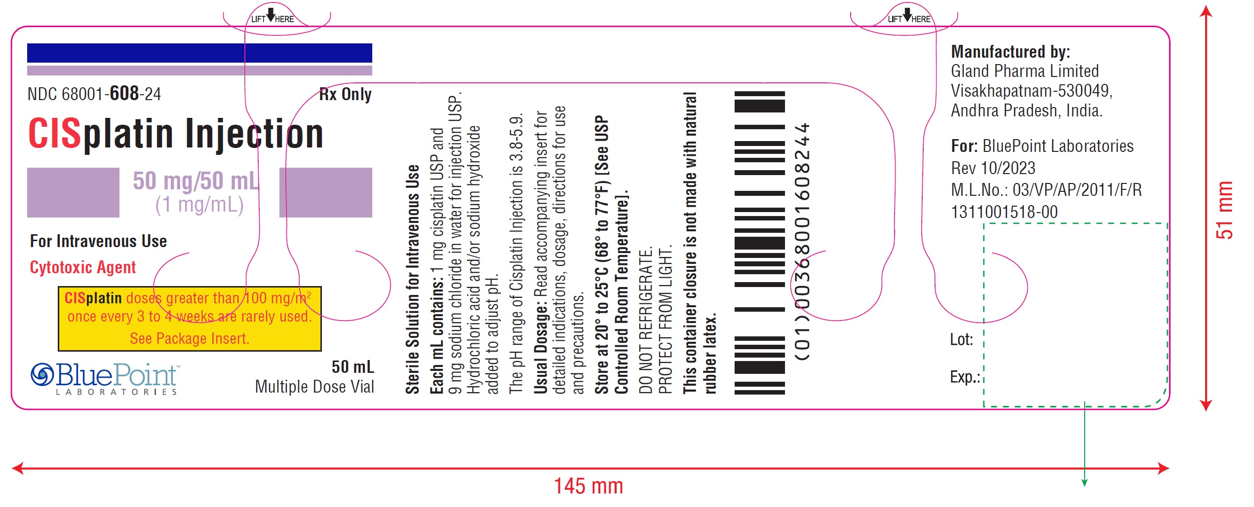 CISplatin Injection 50ml Vial Labels Rev 102023