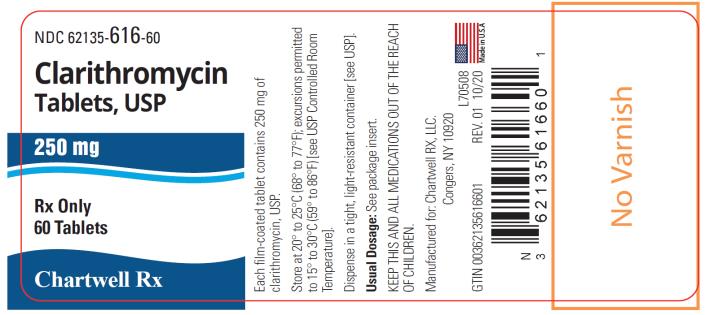PRINCIPAL DISPLAY PANEL
NDC 62135-616-60
Clarithromycin
Tablets, USP
250 mg
Rx Only
60 Tablets
