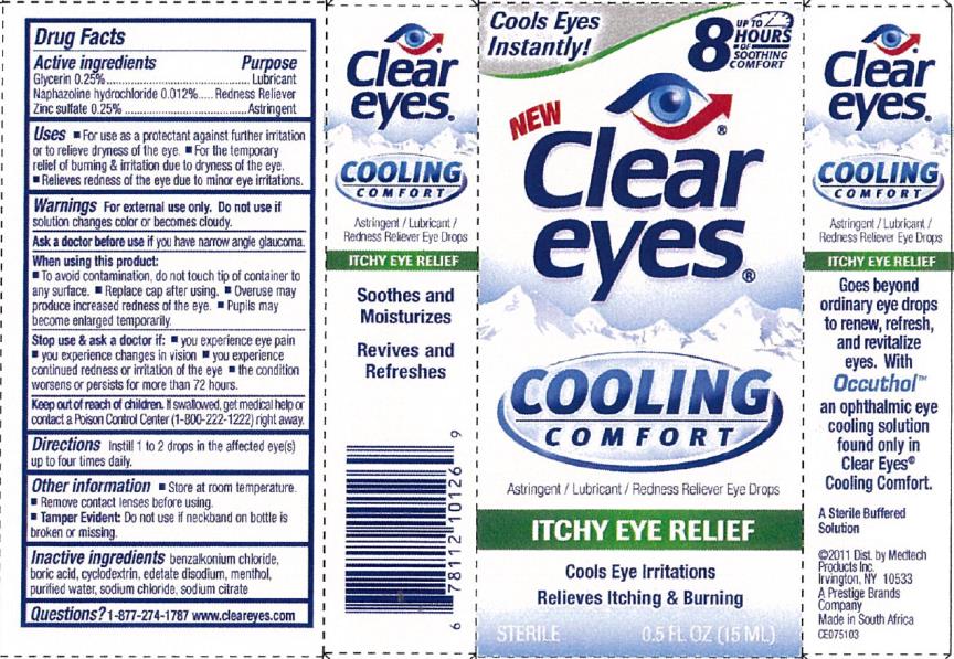 PRINCIPAL DISPLAY PANEL
NEW Clear eyes® 
COOLING COMFORT
ITCHY EYE RELIEF
STERILE 0.5 FL OZ (15 ML)