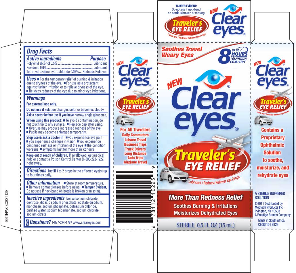 Clear eyes® Traveler’s EYE RELIEF
Lubricant/Redness Reliever Eye Drops
STERILE 0.5 FL OZ (15 mL)
