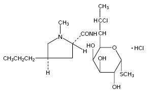 Structural formula of clindamycin hydrochloride
