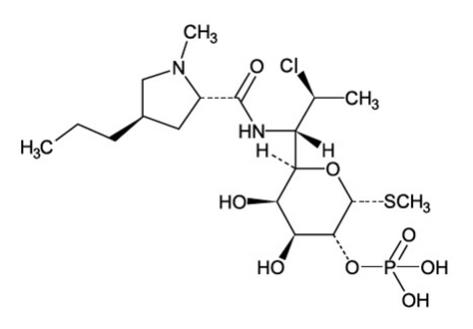The structural formula represented below is Clindamycin phosphate is a water-soluble ester of the semi-synthetic antibiotic produced by a 7(S) - chloro-substitution of the 7(R)-hydroxyl group of the p