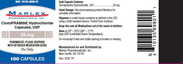 PACKAGE LABEL – 
PRINCIPAL DISPLAY PANEL
- 25 mg Strength
NDC 10135-0698-01
100 Capsules

clomiPRAMINE Hydrochloride Capsules, USP
25 mg
 Rx only
