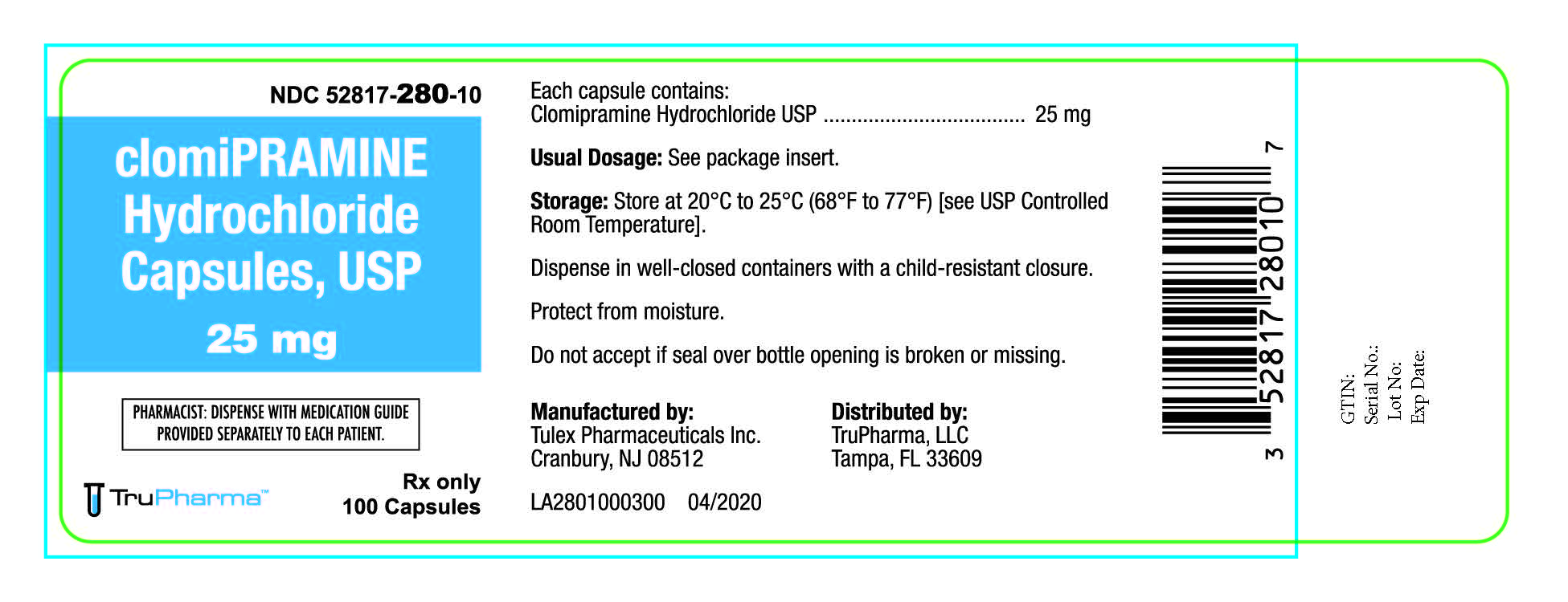 Clomipramine HCl Capsules USP 25 mg