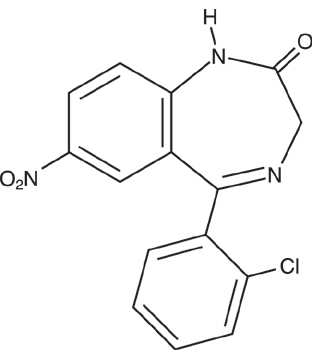 This is an image of the structural formula for Clonazepam.