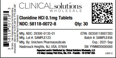 Clonidine 0.1mg tablet 30 count blister card