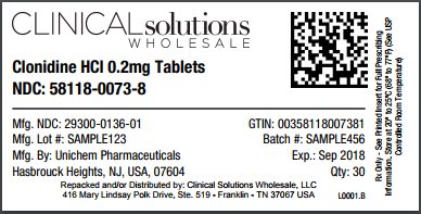 Clonidine HCl 0.2mg tablet 30 count blister card