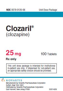 PRINCIPAL DISPLAY PANEL
Package Label – 25 mg
Rx Only		NDC 0078-0126-06
CLOZARIL® (clozapine) 
Unit Dose Package
100 Tablets
This unit dose package is intended for institutional
In-patient use only.  If dispensed for out-patient use,
an appropriate safety closure should be provided.
