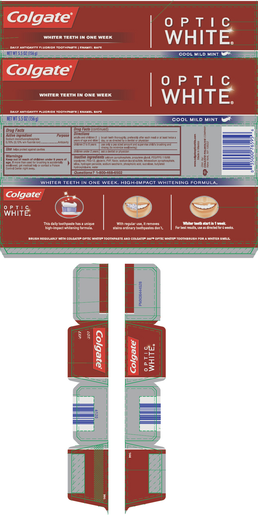 Colgate Optic White Cool Mild Mint | Sodium Monofluorophosphate Paste, Dentifrice while Breastfeeding