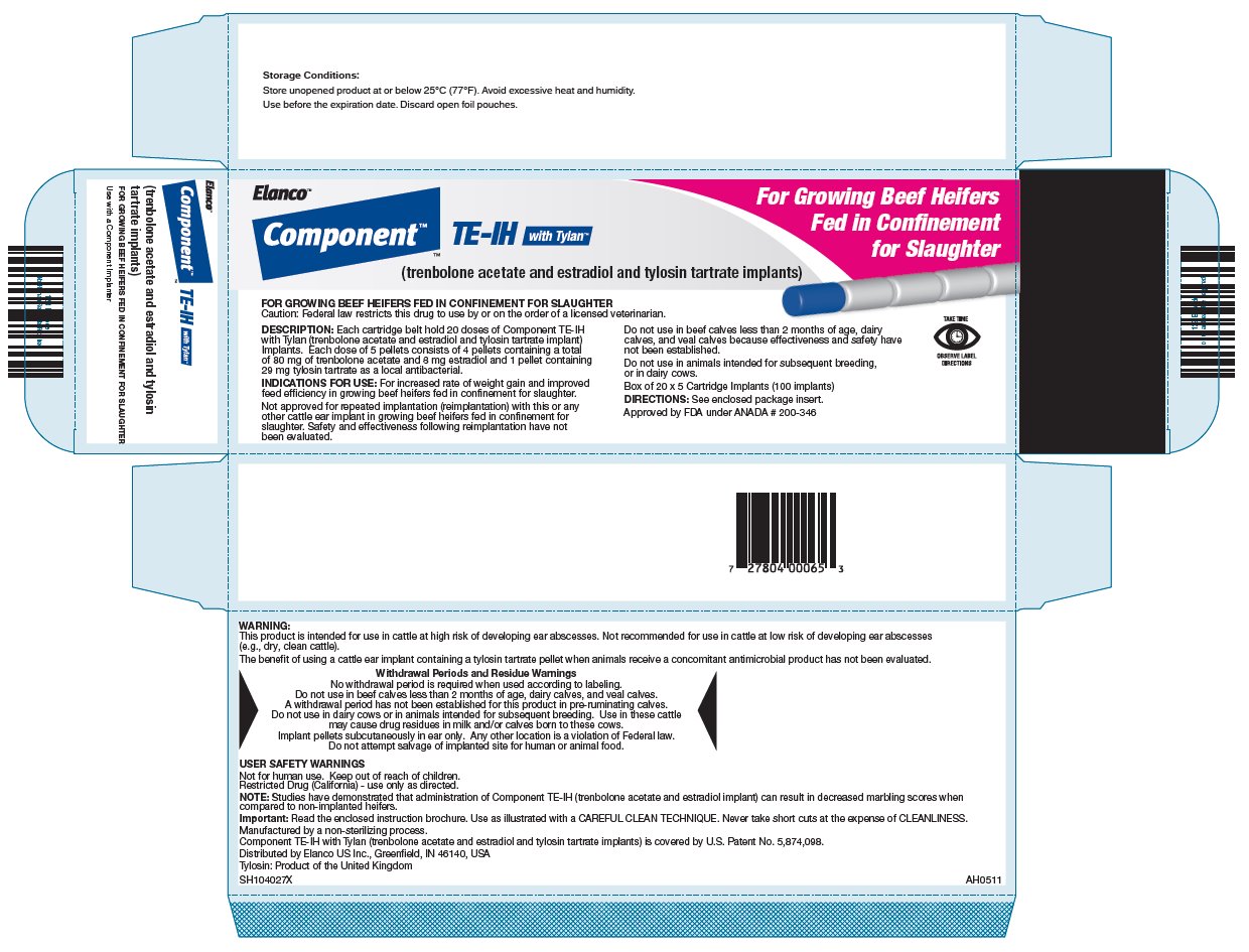 Component TE-IH with Tylan (trenbolone acetate and estradiol and tylosin tartrate implants) carton label