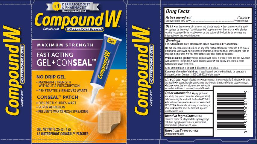 PRINCIPAL DISPLAY PANEL 
Compound W
WART REMOVER SYSTEM
MAXIMUM STRENGTH
FAST ACTING GEL + CONSEAL
Salicylic acid 
NET WT 0.25 OZ (7g)

