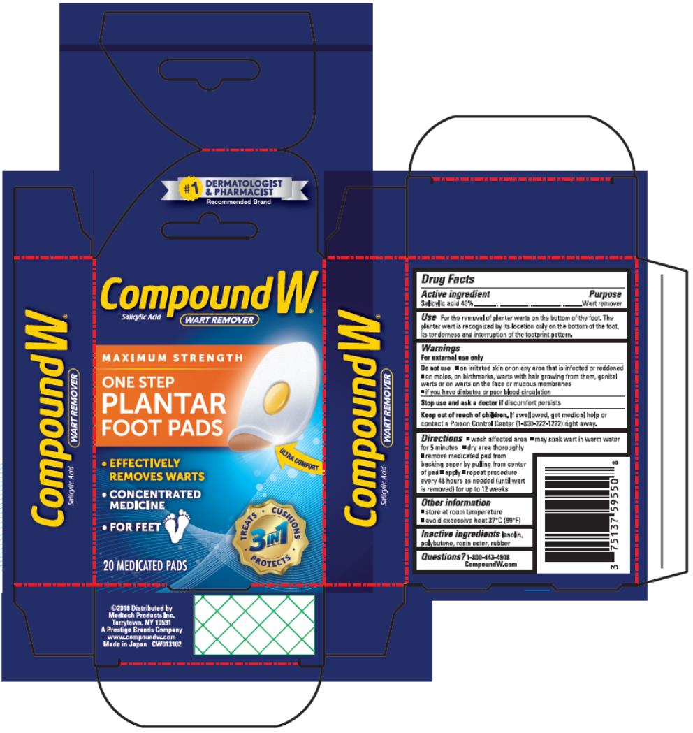 Principle Display Panel:

Compound W®
Salicylic Acid   WART REMOVER
ONE STEP PLANTAR FOOT PADS 
20 MEDICATED PADS
