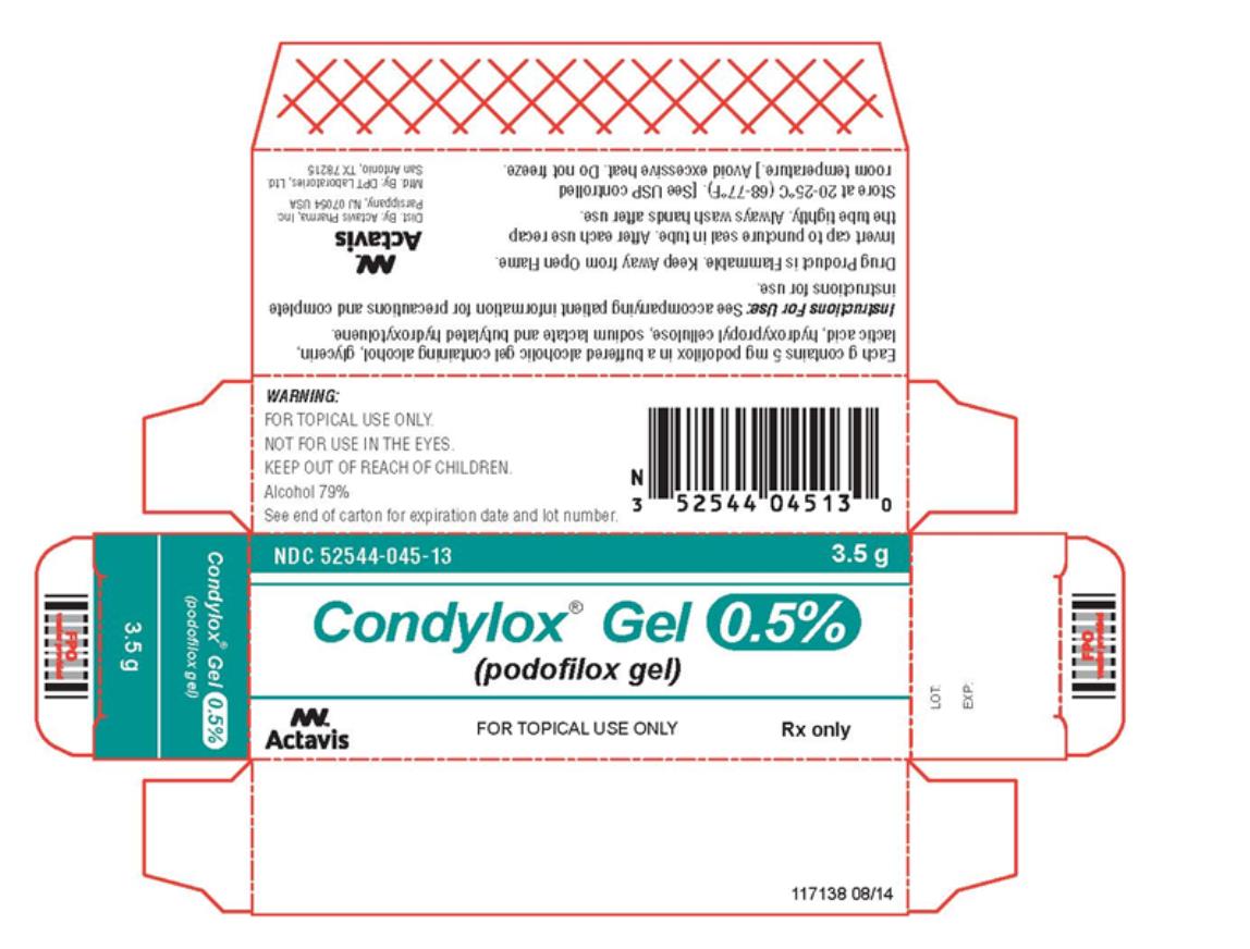 Condylox Gel
3.5 g
NDC 52544-045-13

