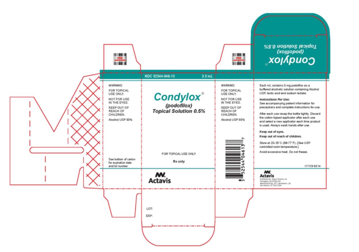 Condylox Topical Solution 0.5%
3.5 mL
NDC 52544-046-13
