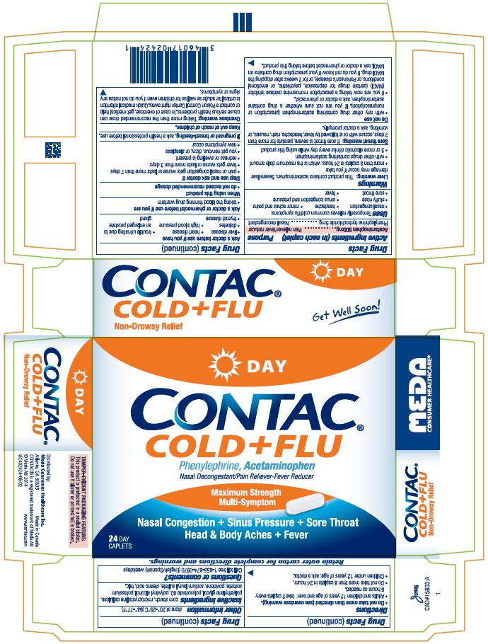Display Panel CONTAC Cold + Flu Day Caplets: 24 count Carton